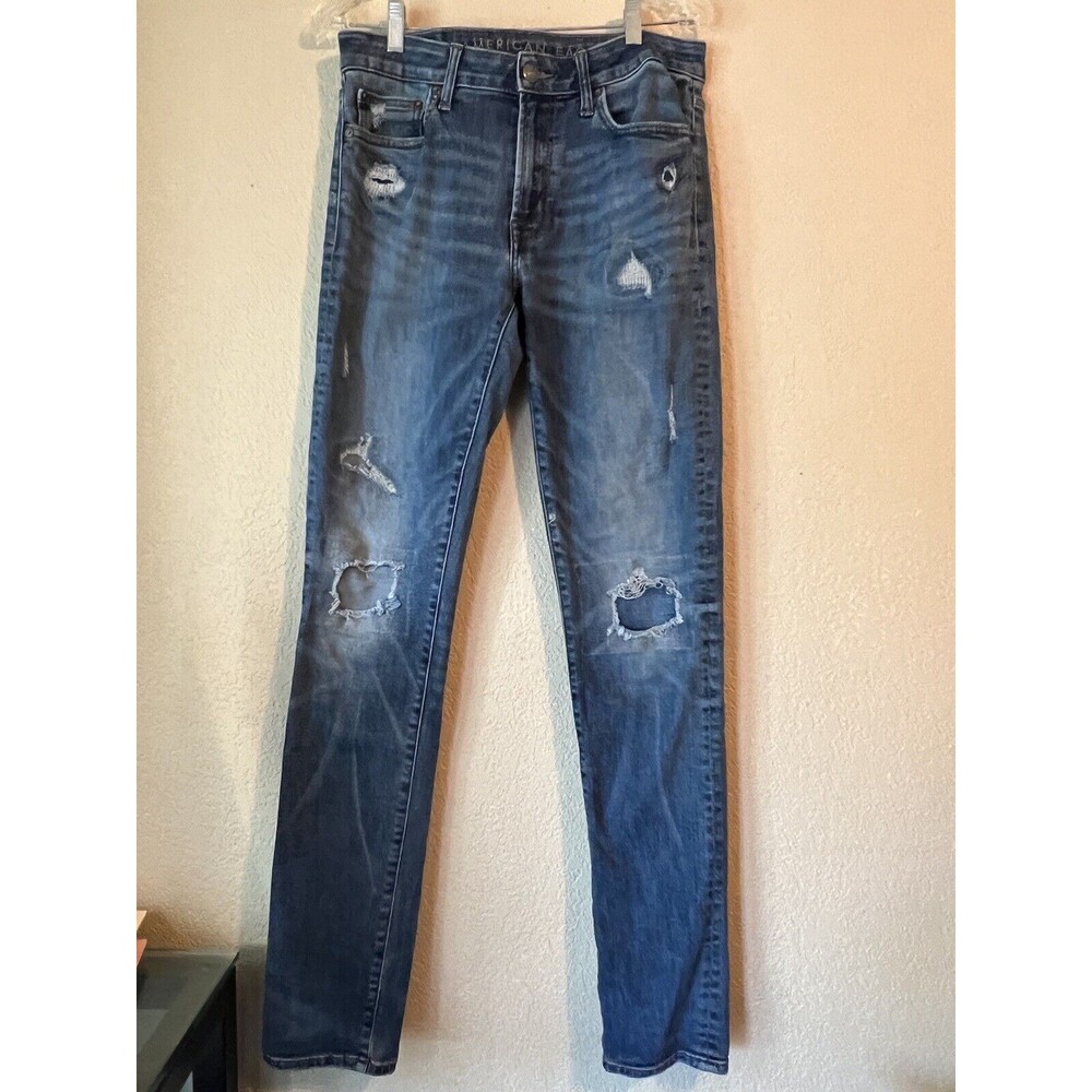 American Eagle Flex Distressed Ripped Faded  Denim Jeans Mens Sz 32x36